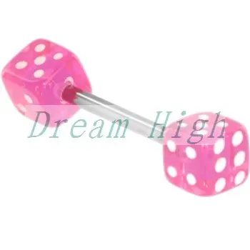 New Arrival Charm Pink Dice Barbell Tongue Ring Tongue Piercing body Jewelry 100pcs/lot Free Shipping
New Arrival Charm Pink Dice Barbell Tongue Ring Tongue Piercing body Jewelry 100pcs/lot Free Shipping