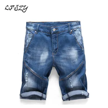 2019 Spring and Autumn new Five-point hole jeans Men's Slim Stretch blue Hole Stitching Denim shorts More size 28-36 38
2019 Spring and Autumn new Five-point hole jeans Men's Slim Stretch blue Hole Stitching Denim shorts More size 28-36 38