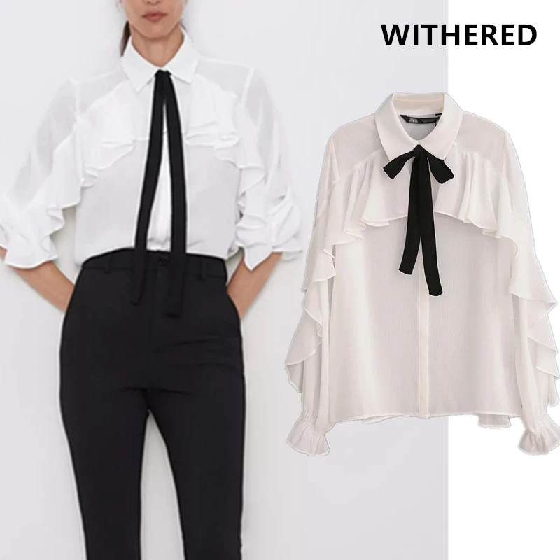 Withered 2019 blusas mujer de moda 2019 bow Colour collision chiffon Cascading shirt kimono blouse women womens tops and blouses
Withered 2019 blusas mujer de moda 2019 bow Colour collision chiffon Cascading shirt kimono blouse women womens tops and blouses