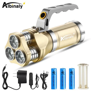 Albinaly Powerful Rechargeable LED Flashlight 3 X T6 Led bead lamp waterproof searchlight camping lantern with AC/USB Charger
Albinaly Powerful Rechargeable LED Flashlight 3 X T6 Led bead lamp waterproof searchlight camping lantern with AC/USB Charger