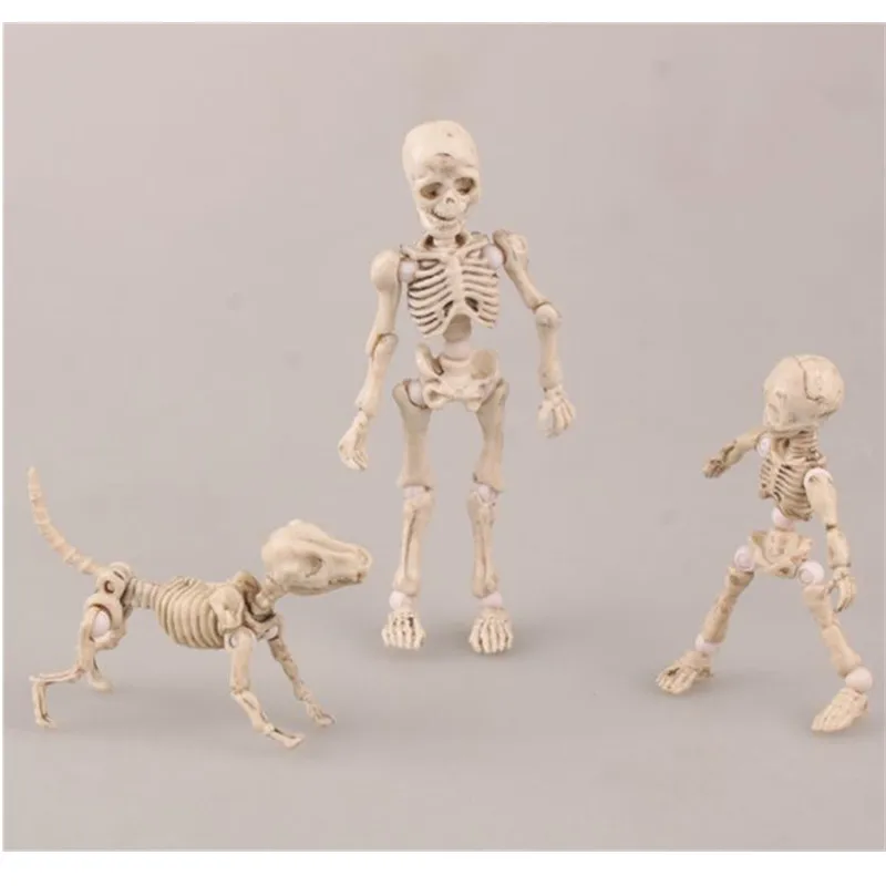 Image The Nightmare Before Christmas Skull Family Toy Joint Finger Moveable Skulls Man Children and Dog Model Collectable Toys 3pcs