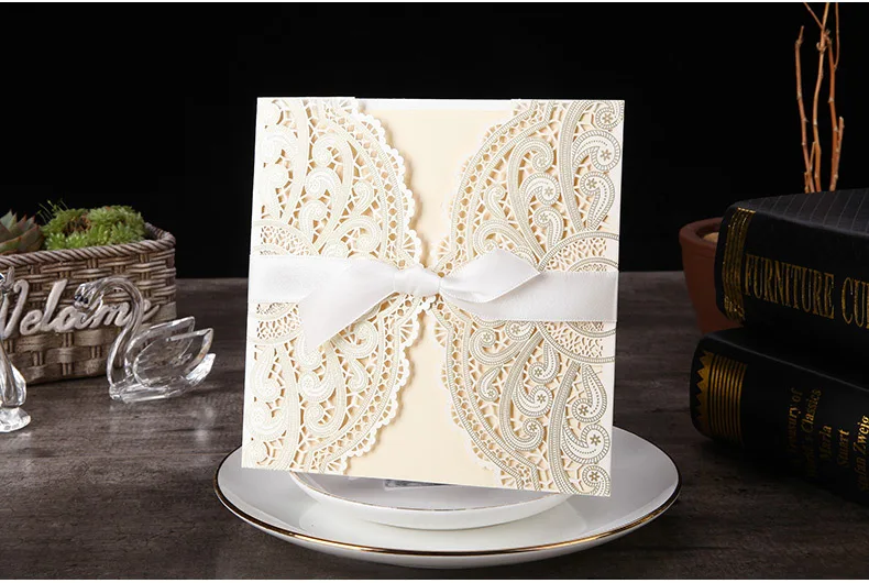High Quality 150*150mm Wedding Invitations Cards With Ribbon White / Red/ Gold/ Blue , Printing Paper & Envelope
High Quality 150*150mm Wedding Invitations Cards With Ribbon White / Red/ Gold/ Blue , Printing Paper & Envelope