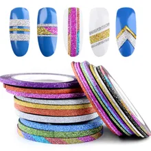 12 cor Brilho Conjunto de Decorações Da Arte Do Prego Striping Linha Tape Etiqueta DIY Dicas Para Nail Polish Gel Pedrinhas Jmc14 Decorat 1mm(China)