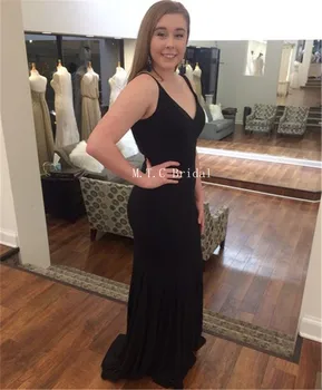 Simple Black Mermaid Long Prom Dress Backless Floor Length Spaghetti Strap Sexy Evening Gown 2019 Cheap Wedding Party Dresses
Simple Black Mermaid Long Prom Dress Backless Floor Length Spaghetti Strap Sexy Evening Gown 2019 Cheap Wedding Party Dresses