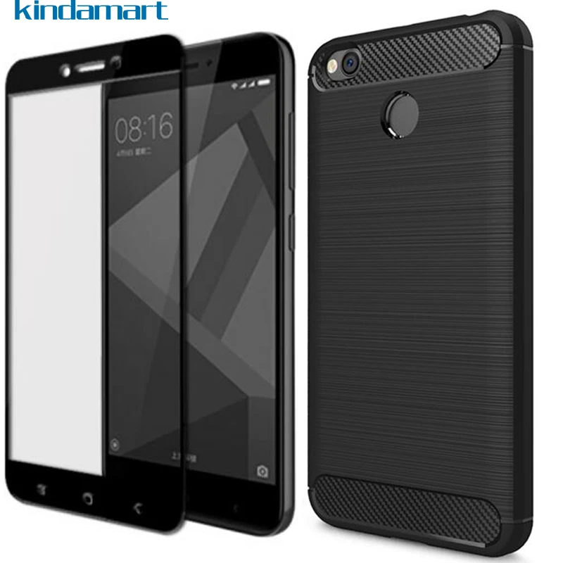 360 полный защитный чехол для Xiaomi Redmi 4X роскошный мягкий из углеродного волокна и