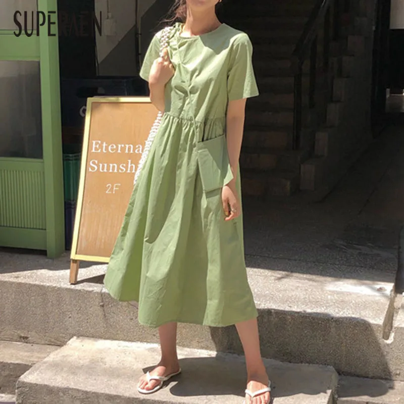 SuperAen Korean Style Women Dress Cotton Solid Color Casual Wild Ladies Dress Summer New 2019 Short Sleeve Women Clothing
SuperAen Korean Style Women Dress Cotton Solid Color Casual Wild Ladies Dress Summer New 2019 Short Sleeve Women Clothing