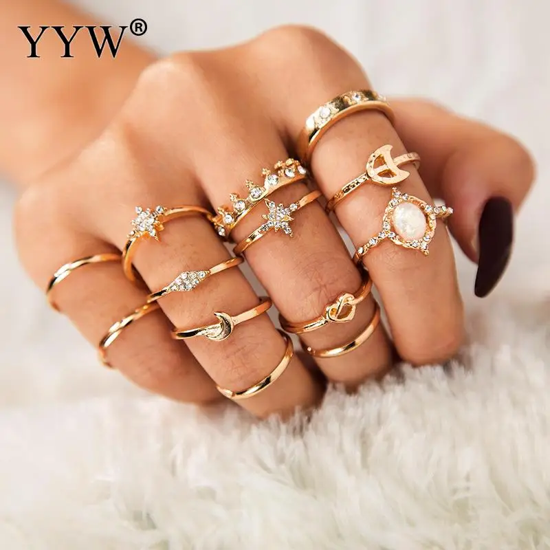 13pcs/set Vintage Star Crystal Cute Finger Ring Set Bohemian Gold Moon Crown Knuckle Midi Rings Women Jewelry Accessories
13pcs/set Vintage Star Crystal Cute Finger Ring Set Bohemian Gold Moon Crown Knuckle Midi Rings Women Jewelry Accessories