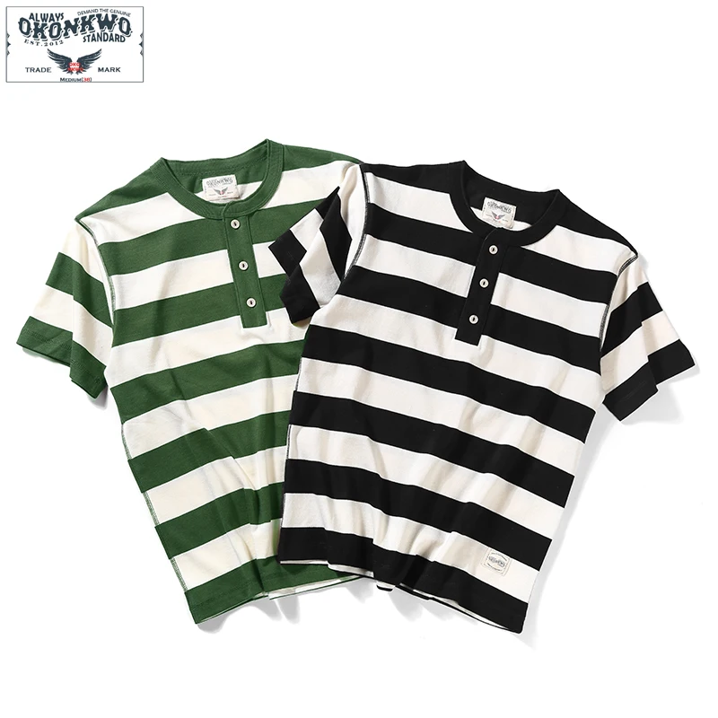Summer New 100% Cotton Henry Collar Stripe T-shirt Men Motorcycle Streetwear T Shirt Big Striped Mens Tshirt Clothing 2019
Summer New 100% Cotton Henry Collar Stripe T-shirt Men Motorcycle Streetwear T Shirt Big Striped Mens Tshirt Clothing 2019