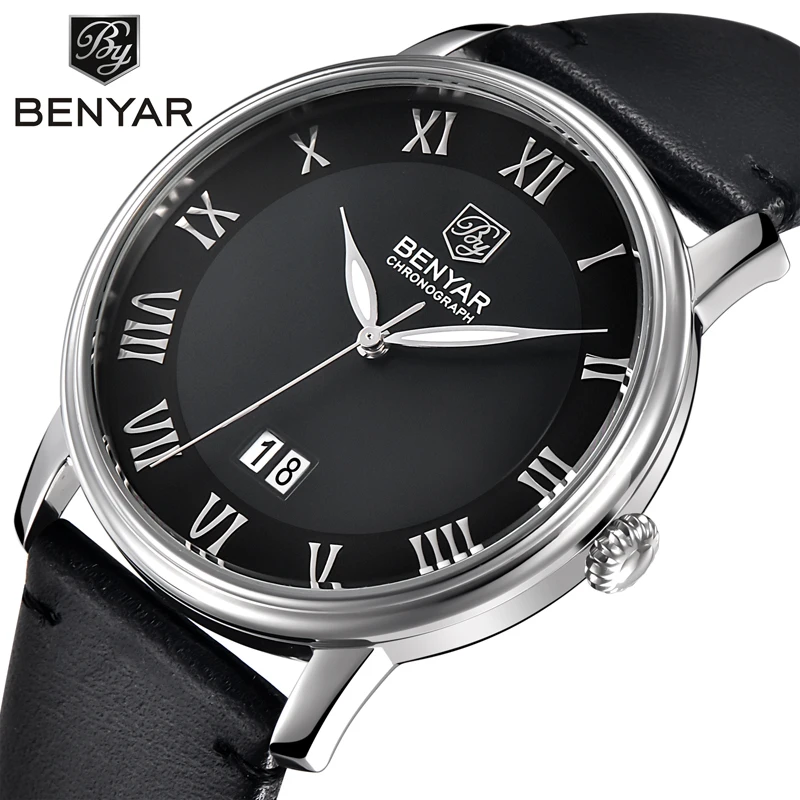 2019 Mens Watches Top Brand Luxury Quartz Watch BENYAR Big Dial Design Roman Numerals Fashion Quartz-Watch Relogio Masculino
2019 Mens Watches Top Brand Luxury Quartz Watch BENYAR Big Dial Design Roman Numerals Fashion Quartz-Watch Relogio Masculino
