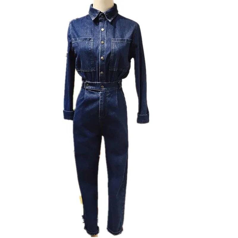 2019 New elegant safari style denim jumpsuit blue jean pants Jumpsuit Bodysuit Women Denim Overalls Rompers
2019 New elegant safari style denim jumpsuit blue jean pants Jumpsuit Bodysuit Women Denim Overalls Rompers