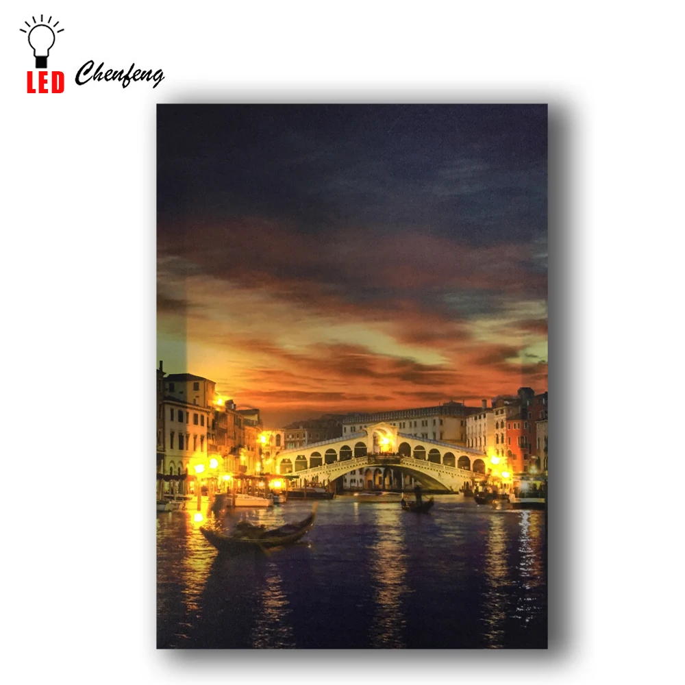 Led wall picture Venice bridge with canals gondola sunset canvas art light up decor painting artwork printed framed battery open
Led wall picture Venice bridge with canals gondola sunset canvas art light up decor painting artwork printed framed battery open