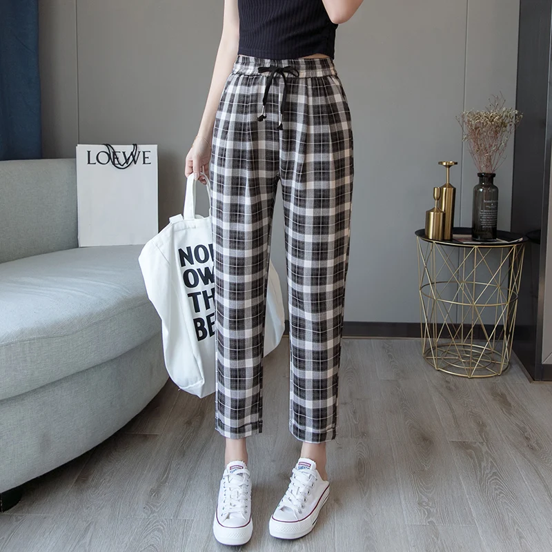 2019 Autumn New Women Harem Pants Korean Fashion Casual Loose Large Size Was Thin Lattice Female Trousers Ankle-Length Pants
2019 Autumn New Women Harem Pants Korean Fashion Casual Loose Large Size Was Thin Lattice Female Trousers Ankle-Length Pants