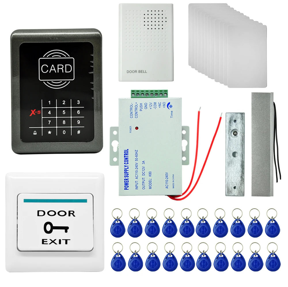 MJPT003 Door Access Control System Kits Magnetic Lock 10 ID Card 20 ID Buckle Card Doorbell Power Supply Access Button
MJPT003 Door Access Control System Kits Magnetic Lock 10 ID Card 20 ID Buckle Card Doorbell Power Supply Access Button