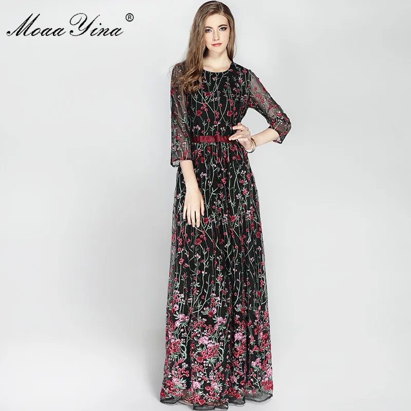 Autumn Black and beige Mesh With Floral Embroidery Dress Women's Long Sleeve Runway Designer MoaaYina Women Dress
Autumn Black and beige Mesh With Floral Embroidery Dress Women's Long Sleeve Runway Designer MoaaYina Women Dress