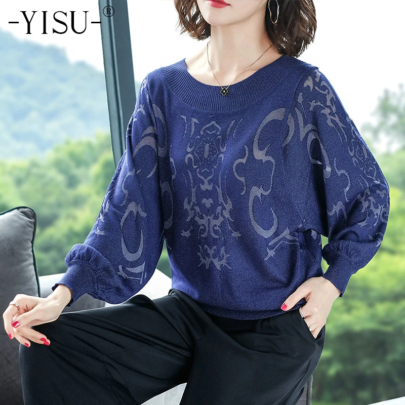 YISU 2019 Spring Knitted sweaters Women O-Neck bat Long Sleeve Pullover Loose Pattern Knitted Pullover Plus size Sweater Tops
YISU 2019 Spring Knitted sweaters Women O-Neck bat Long Sleeve Pullover Loose Pattern Knitted Pullover Plus size Sweater Tops