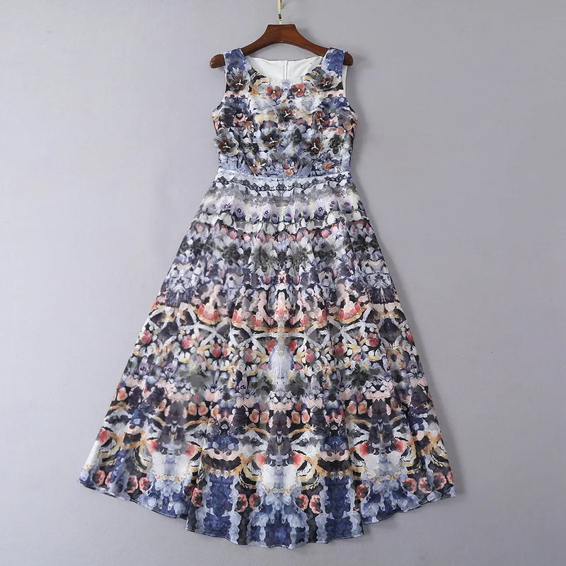 Women's sleeveless dress New 2019 summer runways floral beading dress elegant party dress A138
Women's sleeveless dress New 2019 summer runways floral beading dress elegant party dress A138