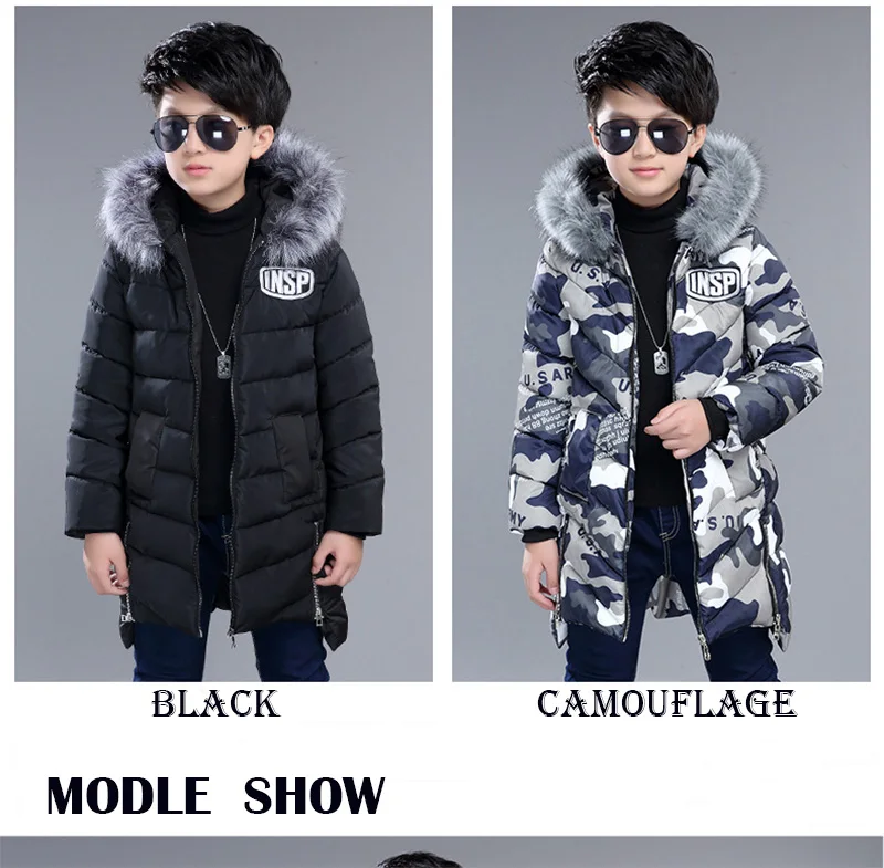 2017 fashion new winter jacket for boy kids thicken hooded fur collar down jacket children warm outerwear (2)