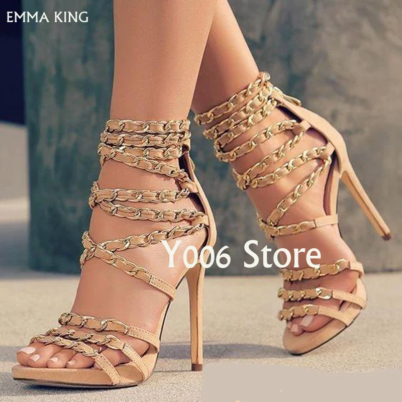Luxury Open Toe High Heels with Gold Chain Summer Sandals Fashion Shoes Woman New Sandals Women Trendy Sandalia Feminine Heels
Luxury Open Toe High Heels with Gold Chain Summer Sandals Fashion Shoes Woman New Sandals Women Trendy Sandalia Feminine Heels