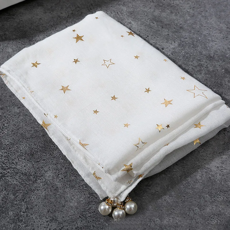 2018 Newest Women Star Pattern Gold Silver Foil Pearls Pendant Scarf 2Colors 10PCS/LOT
2018 Newest Women Star Pattern Gold Silver Foil Pearls Pendant Scarf 2Colors 10PCS/LOT