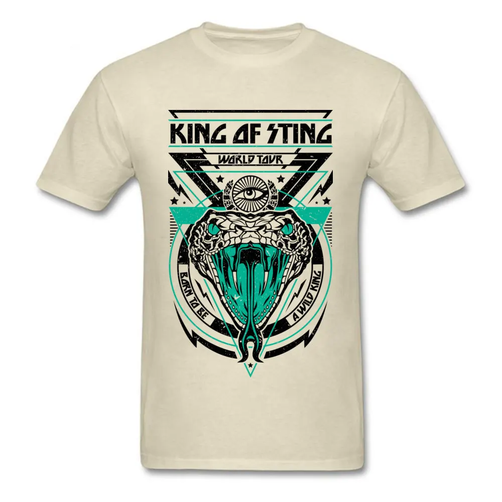King of Sting Printed On Summer All Cotton Crew Neck Men's Tops Shirts Printed On Tee-Shirts Faddish Short Sleeve T-Shirt King of Sting beige