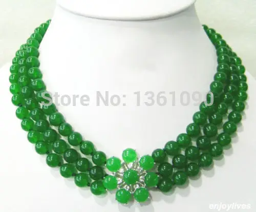 000968 3 Rows Emerald Green Jade White Gold Plated Flower Clasp Pendant Necklace AAA
000968 3 Rows Emerald Green Jade White Gold Plated Flower Clasp Pendant Necklace AAA