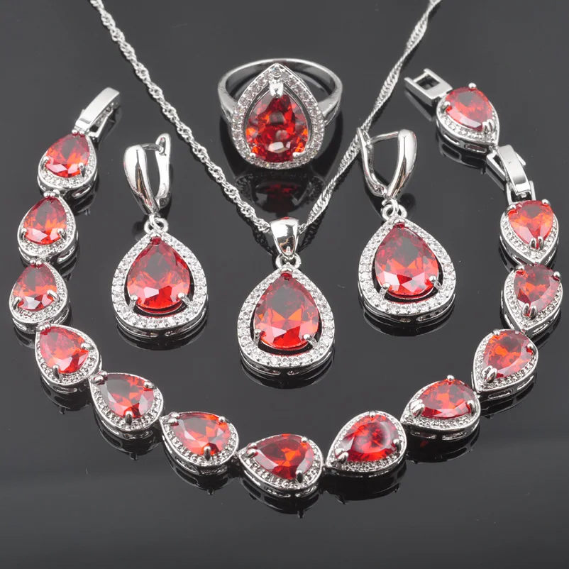 FAHOYO Charming Red Crystal Zircon Water Drop 925 Sterling Silver For Women Fashion Jewelry Sets QS0568
FAHOYO Charming Red Crystal Zircon Water Drop 925 Sterling Silver For Women Fashion Jewelry Sets QS0568