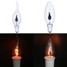 Diodo emissor de luz edison lâmpada e14 e27 3 w chama fogo iluminação efeito cintilação tungstênio romance vela ponta lâmpada laranja vermelho(China)