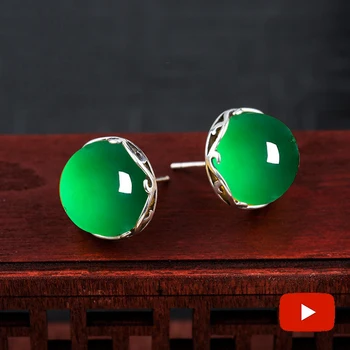 S925 Sterling Silver Poland 10*10mm Stud Earrings Huge Stone Earrings Antique shop oriental Retro Chalcedony Jade
S925 Sterling Silver Poland 10*10mm Stud Earrings Huge Stone Earrings Antique shop oriental Retro Chalcedony Jade