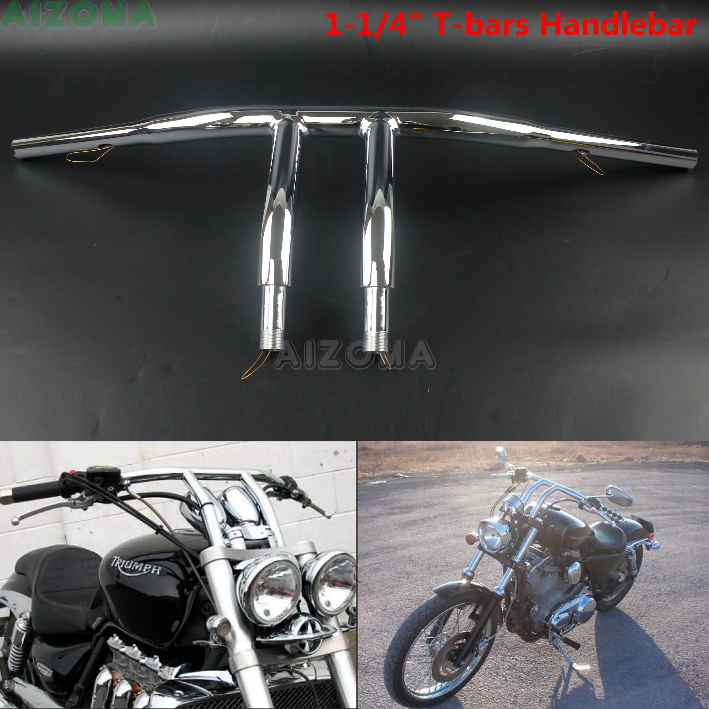 Black 1 1/4" Fat 10" Rise Handlebar Bar For Harley Softail Sportster XL Custom
