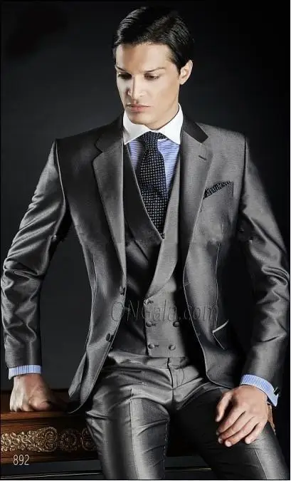Shiny Gray Groom Tuxedos Groomsman Dress Men's Wedding Prom Suits (Jacket Pants Vest Tie) NO:063
Shiny Gray Groom Tuxedos Groomsman Dress Men's Wedding Prom Suits (Jacket Pants Vest Tie) NO:063