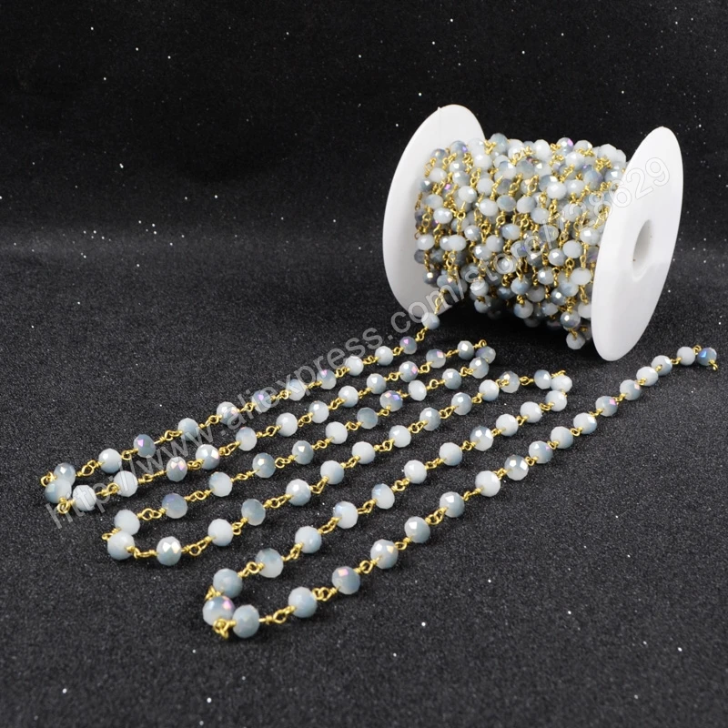 BOROSA 5mm DIY 5Meter/lot Wire Wrapped Rosary Chain Faceted Light Purple White Gems Quartz Beads for Necklace Bracelet JT034
BOROSA 5mm DIY 5Meter/lot Wire Wrapped Rosary Chain Faceted Light Purple White Gems Quartz Beads for Necklace Bracelet JT034