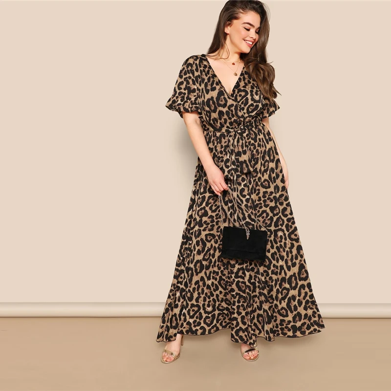 Women Plus Size Flounce Sleeve Tie Waist Surplice Wrap Leopard A Line Dress Spring Multicolor High Waist Dresses
Women Plus Size Flounce Sleeve Tie Waist Surplice Wrap Leopard A Line Dress Spring Multicolor High Waist Dresses