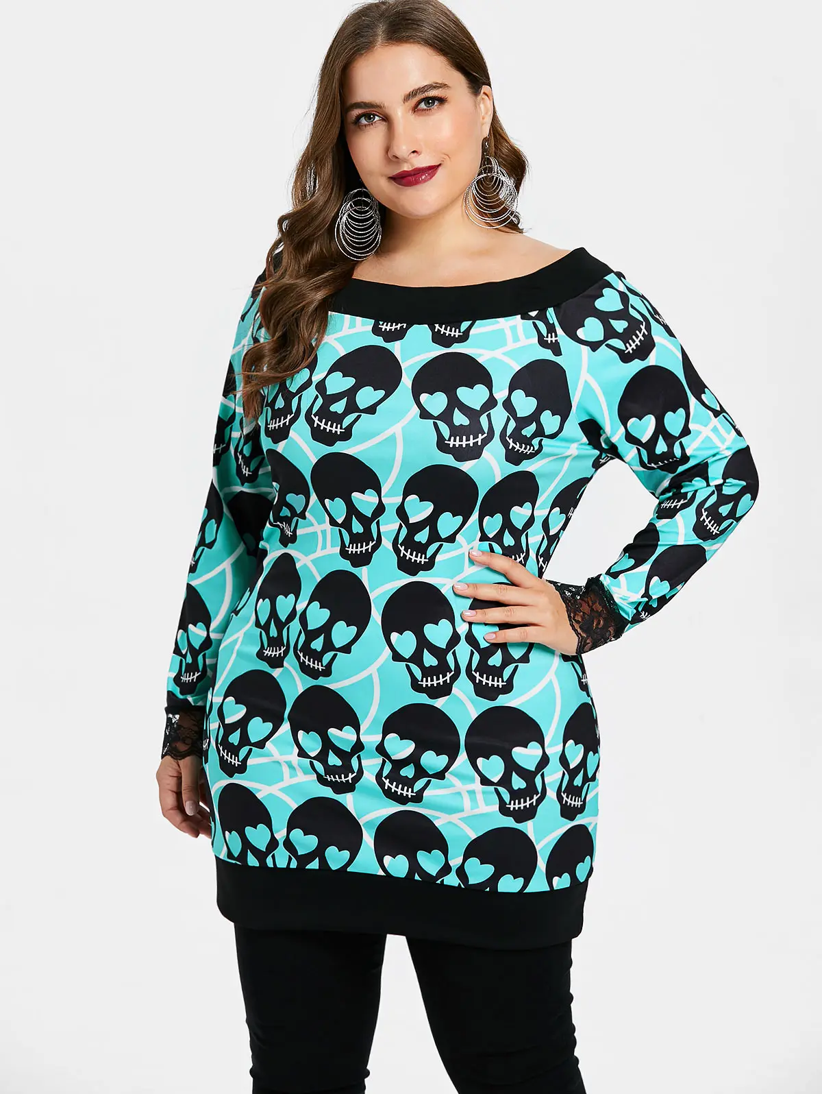 Wipalo Halloween Plus Size 5XL Long Sleeve Skull Pattern Tunic Tee Top Casual Autumn Boat Neck Long Sleeve Women T-Shirt Top
Wipalo Halloween Plus Size 5XL Long Sleeve Skull Pattern Tunic Tee Top Casual Autumn Boat Neck Long Sleeve Women T-Shirt Top