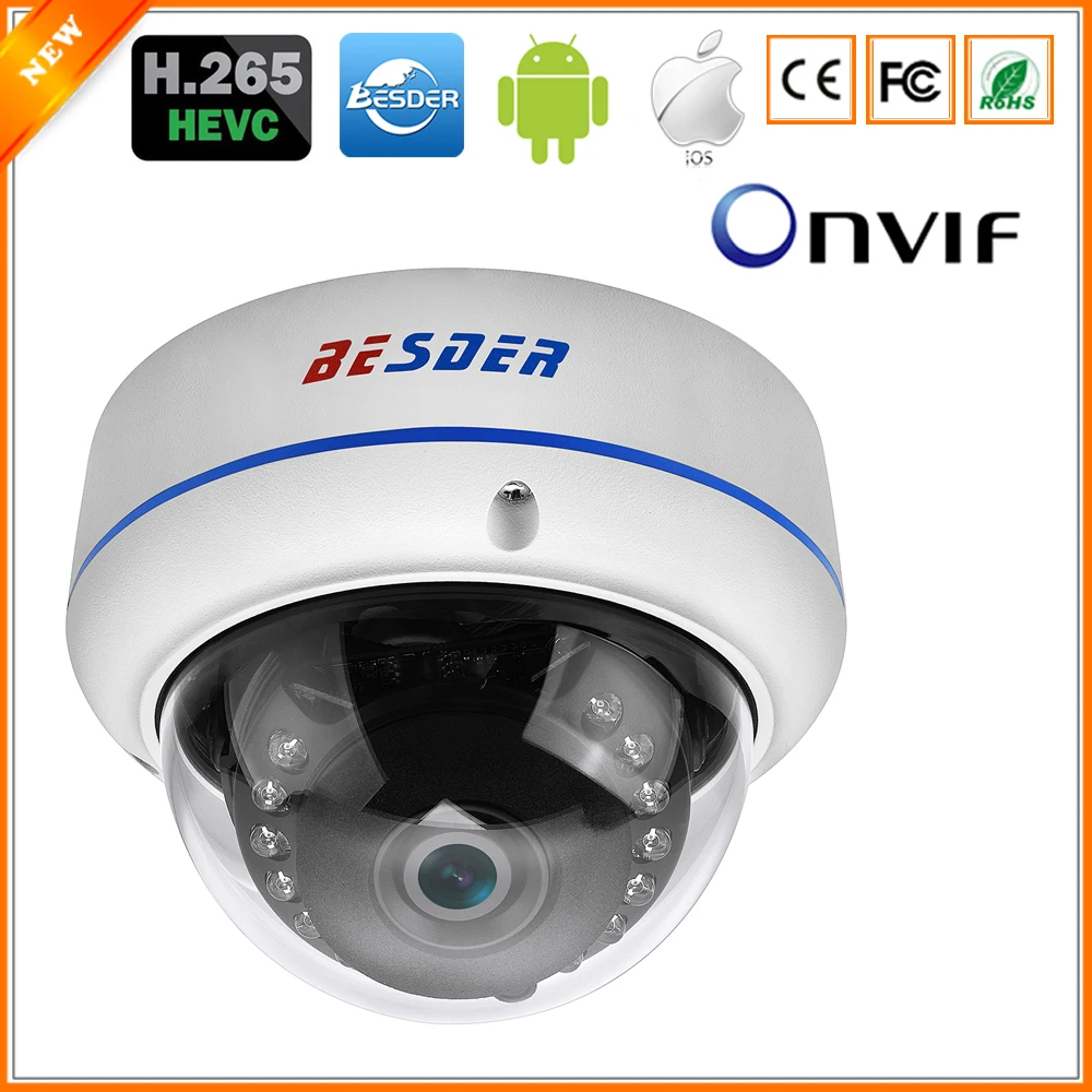 BESDER H.265 5MP 2592*1944 IP Camera Vandal-proof Surveillance Video Dome Camera CCTV H.265 5MP 3MP 2MP IP Camera DC 12V 48V PoE
BESDER H.265 5MP 2592*1944 IP Camera Vandal-proof Surveillance Video Dome Camera CCTV H.265 5MP 3MP 2MP IP Camera DC 12V 48V PoE