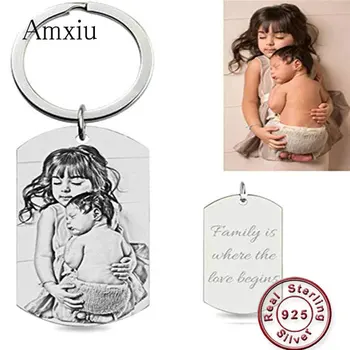 Amxiu Custom Photo 925 Sterling Silver Keychain Engrave Name Words Key Accessories Square Jewelry Women Men Gifts Kids ID Tags 
Amxiu Custom Photo 925 Sterling Silver Keychain Engrave Name Words Key Accessories Square Jewelry Women Men Gifts Kids ID Tags