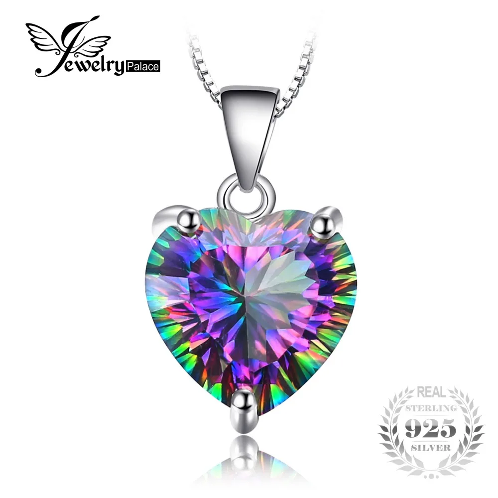 JewelryPalace 4.35ct Genuine Rainbow Fire Mystic Topaz Pendant Solid 925 Sterling Silver Vintage Jewelry Without A Chain | Украшения и