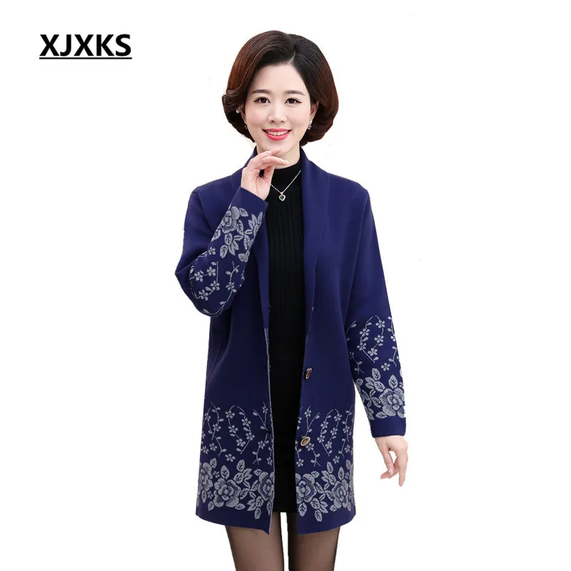 XJXKS Long Cardigan Women 2018 Autumn Winter V-Neck Knitted Sweater Cardigans Female Sweaters Long Coat Print Jumper 6119
XJXKS Long Cardigan Women 2018 Autumn Winter V-Neck Knitted Sweater Cardigans Female Sweaters Long Coat Print Jumper 6119