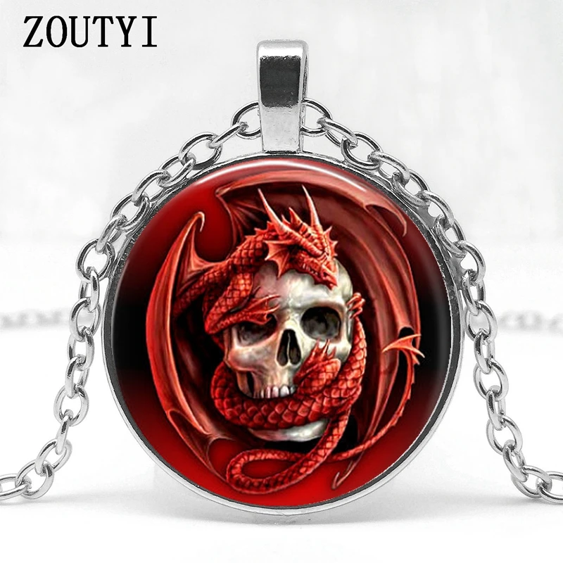 2018 / hot sale, dragon and bone pattern glass pendant Gothic necklace jewelry, men and women wear jewelry.
2018 / hot sale, dragon and bone pattern glass pendant Gothic necklace jewelry, men and women wear jewelry.