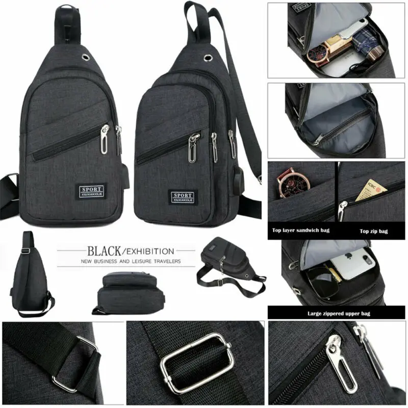 Men's USB Charging Sling Shoulder Chest Bag Crossbody Messenger Outdoor Sport Travel Solid Canvas Business Chest Bag
Men's USB Charging Sling Shoulder Chest Bag Crossbody Messenger Outdoor Sport Travel Solid Canvas Business Chest Bag