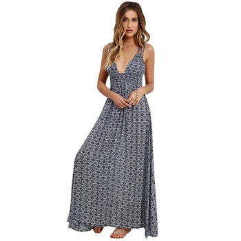 Floral Print Long Dresses Summer Women Deep V-Neck Halter Backless Strap Maxi Dress Bohemian Hanging Neck beach Dress
Floral Print Long Dresses Summer Women Deep V-Neck Halter Backless Strap Maxi Dress Bohemian Hanging Neck beach Dress