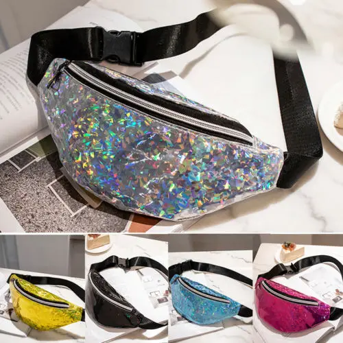Женская двусторонняя поясная сумка с блестками блестящая сумка-кошелек