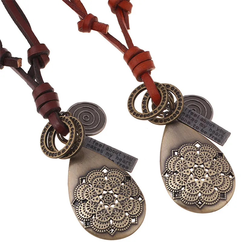 Teardrop Flower Vintage Ethnic Long Sweater Chain Brown Genuine Leather Pendant Women Necklaces Men Jewelry Accessories
Teardrop Flower Vintage Ethnic Long Sweater Chain Brown Genuine Leather Pendant Women Necklaces Men Jewelry Accessories