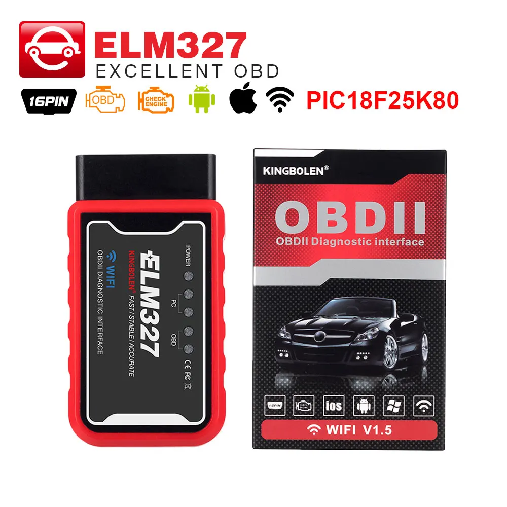 ELM327 V1.5 Bluetooth/Wifi with PIC18F25K80 Chip kingbolen ELM 327 WIFI works on Android/iOS OBD2 cars scanner code reader
ELM327 V1.5 Bluetooth/Wifi with PIC18F25K80 Chip kingbolen ELM 327 WIFI works on Android/iOS OBD2 cars scanner code reader
