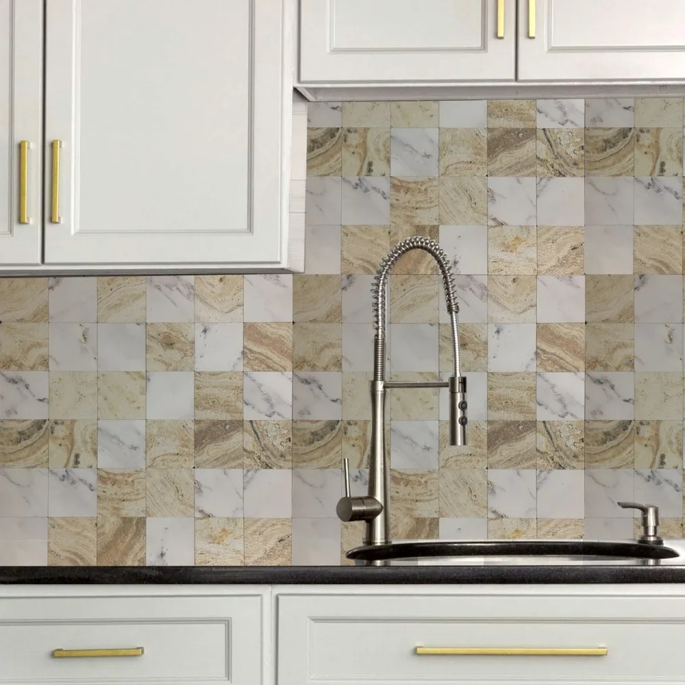 12"x12"Marble Puzzle Peel and Stick Mosaic Tile Metal Backsplash for Cafe House Stove Walls Self-Adhesive 3D Wall Sticker 4 Pack
12"x12"Marble Puzzle Peel and Stick Mosaic Tile Metal Backsplash for Cafe House Stove Walls Self-Adhesive 3D Wall Sticker 4 Pack