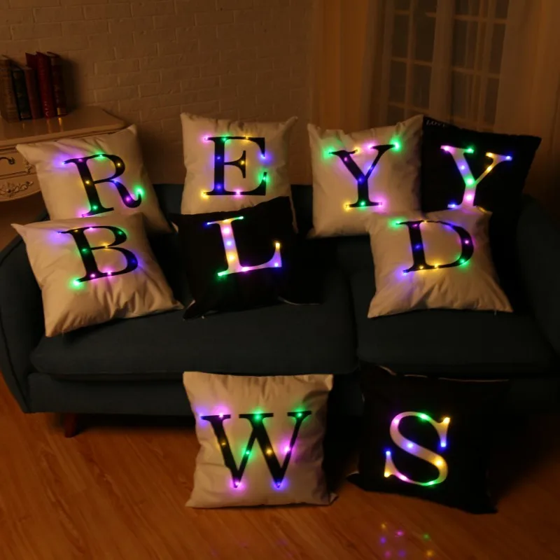 Letters 26 Printing Christmas LED lights lit pillow cushions velvet pillowcase creative2049
Letters 26 Printing Christmas LED lights lit pillow cushions velvet pillowcase creative2049