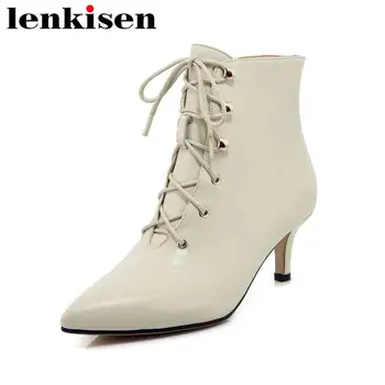 Lenkisen lace up solid thin high heels pointed toe classic british style natural leather runway dress woman ankle boots L0f1
Lenkisen lace up solid thin high heels pointed toe classic british style natural leather runway dress woman ankle boots L0f1