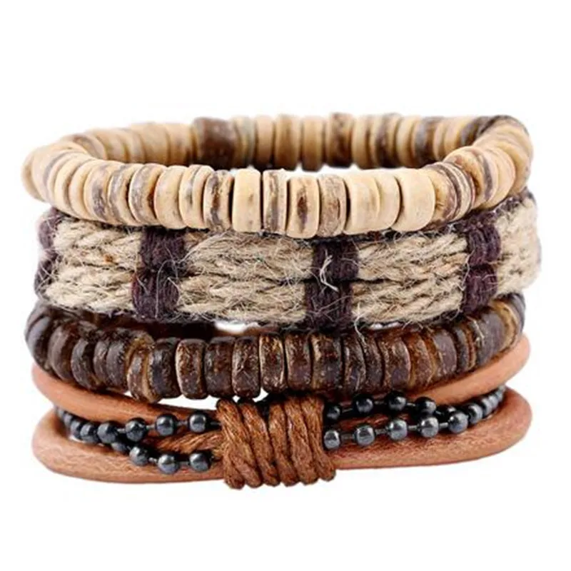 4Pcs/ Set Braided Wrap Leather Bracelets for Men Women Vintage Wooden Beads Ethnic Tribal Wristbands Bracelet Rudder
4Pcs/ Set Braided Wrap Leather Bracelets for Men Women Vintage Wooden Beads Ethnic Tribal Wristbands Bracelet Rudder