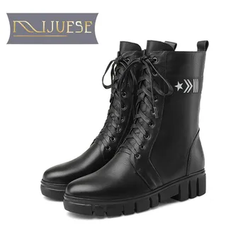 MLJUESE 2019 women ankle boots cow leather winter warm fur low heel black color riding boots women boots size 34-42
MLJUESE 2019 women ankle boots cow leather winter warm fur low heel black color riding boots women boots size 34-42