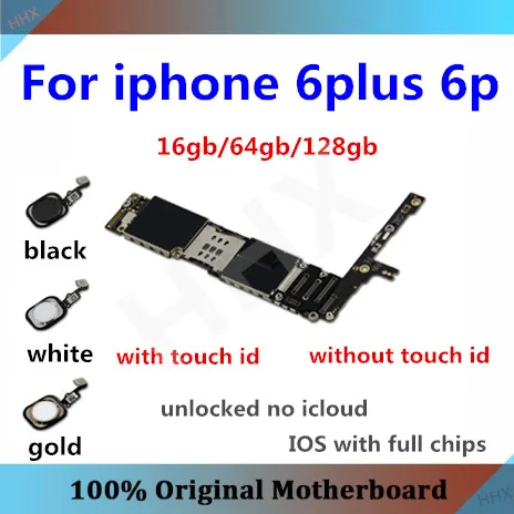 

logic board For iphone 6plus 6p motherboard with/without touch ID black/white/gold 100% Original unlocked for iphone 6+ card/fee