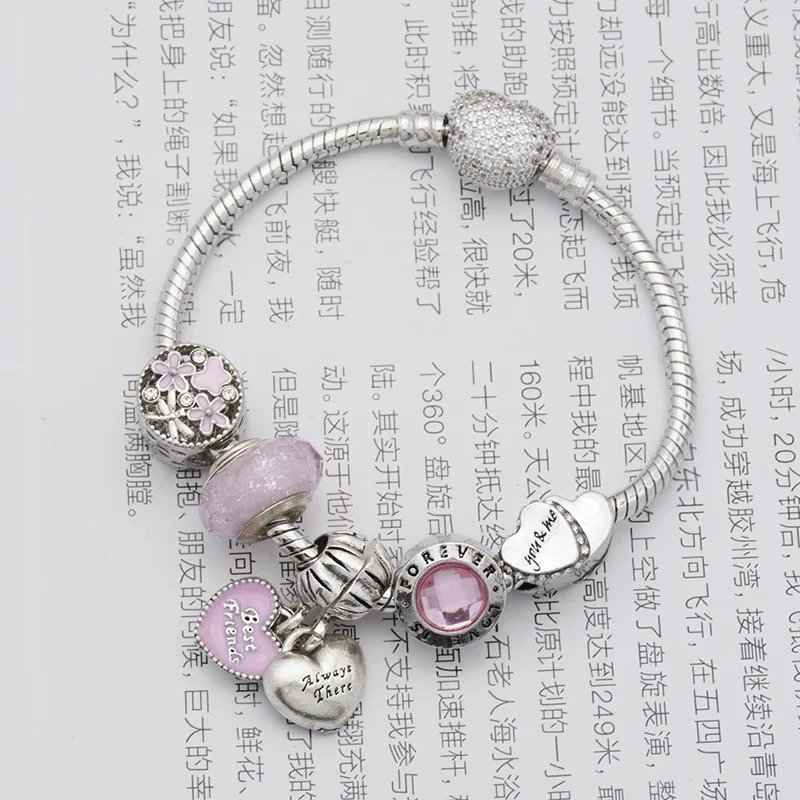 New style DIY pink love pendant big hole beads series womenundefineds snake bone bracelet
New style DIY pink love pendant big hole beads series womenundefineds snake bone bracelet